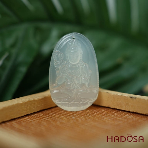 Mặt Đại Thế Chí (Ngọ) đá mã não trắng 37mm