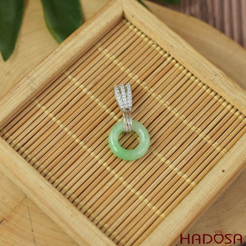 Mặt dây chuyền đồng điếu Ngọc Cẩm Thạch 13mm