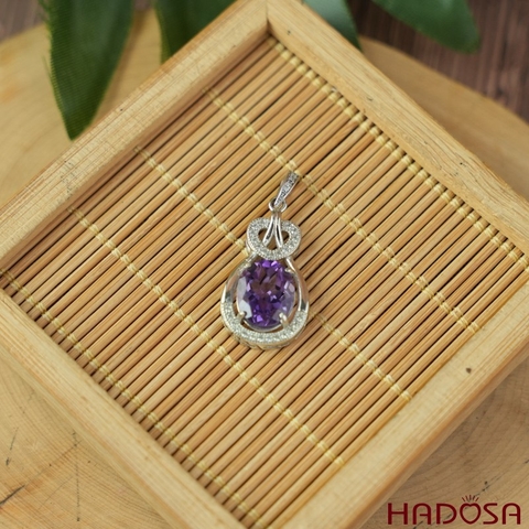 Mặt dây chuyền đá Thạch anh tím 9x11mm bạc 925
