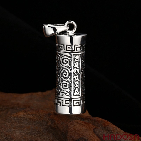 Mặt Dây Chuyền Bạc Thái 925 Om Mani Padme Hum Lưu Vân Cổ Phong