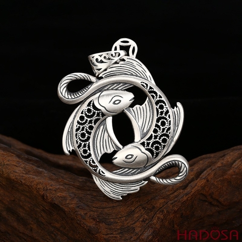 Mặt Dây Bạc Thái Song Ngư Hài Hòa Âm Dương