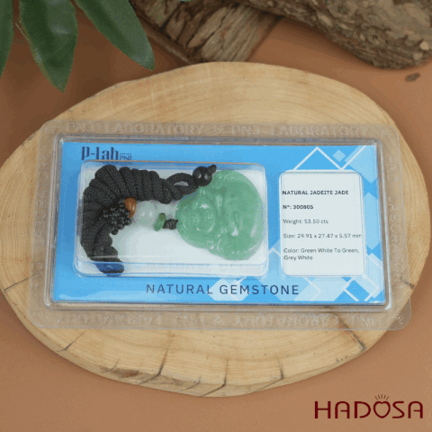 Phật Di Lặc Ngọc Cẩm Thạch A Nếp Băng Lục 30x28mm