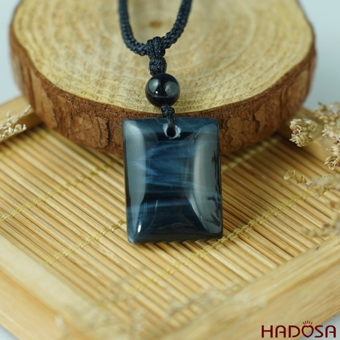 Mặt dây chuyền đá mắt Hổ xanh đen 22x27mm  chuẩn 6A