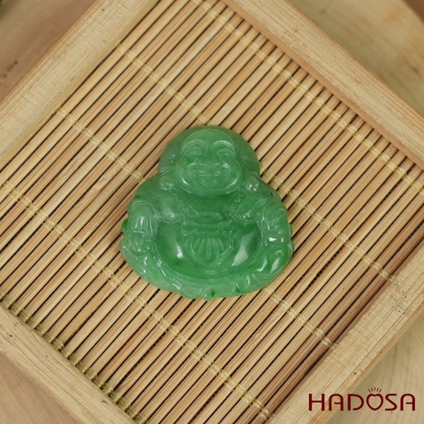 Mặt Di Lặc Ngọc Cẩm Thạch xanh táo 35x32x7mm
