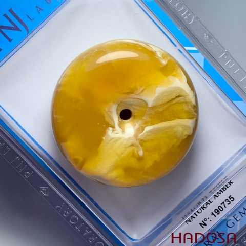 Mặt đồng điếu Hổ Phách Mật Lạp 50x20mm