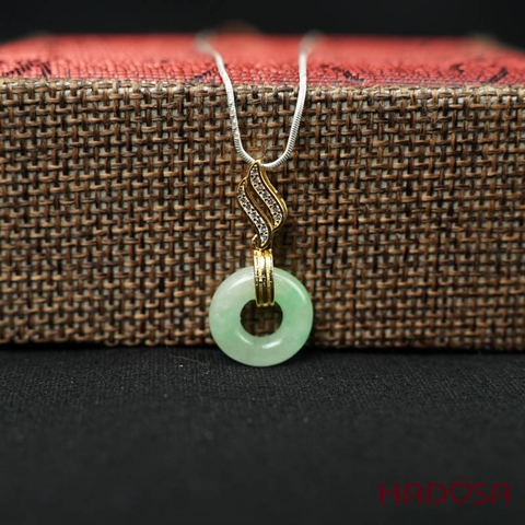 Mặt dây chuyền đồng điếu Ngọc Cẩm Thạch 13mm