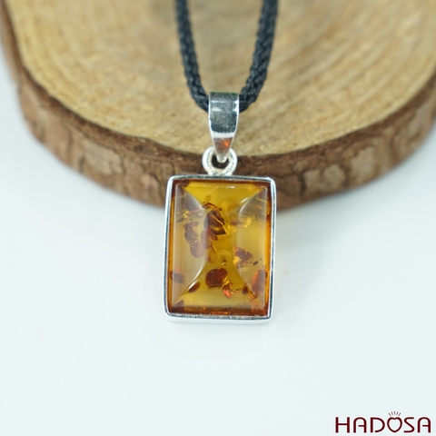 Mặt dây chuyền hổ phách Baltic bọc bạc 12x16mm