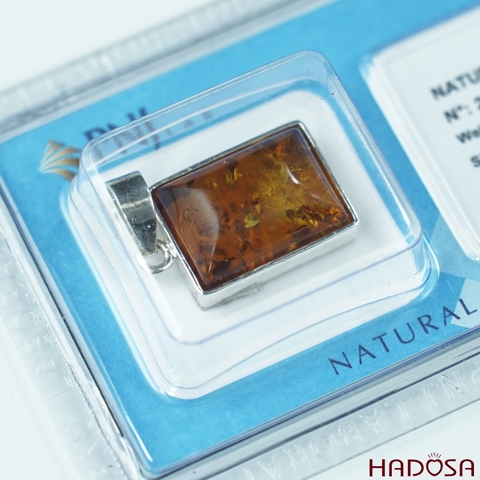 Mặt dây chuyền hổ phách Baltic bọc bạc 13x18mm