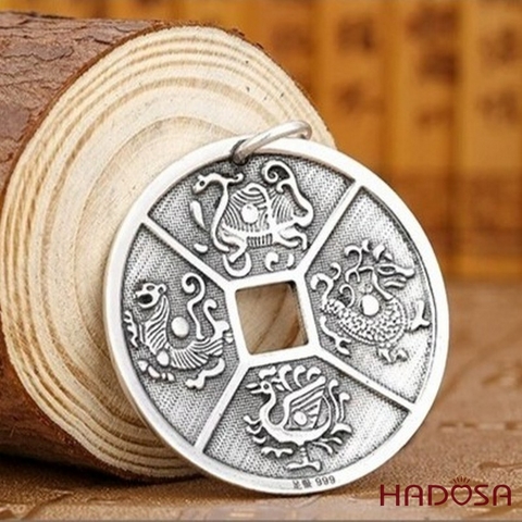 Mặt Dây Chuyền Nam Bạc Thái Tứ Linh Hộ Mệnh 41mm