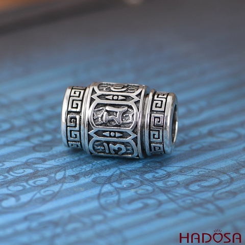 Mặt Dây Bạc Thái Nam Ống Xoay 360 Chú Om Mani Padme Hum 21x14mm