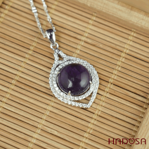 Mặt dây chuyền thạch anh tím tròn 11mm