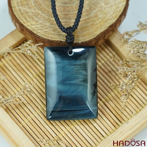 Mặt dây chuyền thạch anh mắt Hổ xanh đen 20x26mm chuẩn 6A