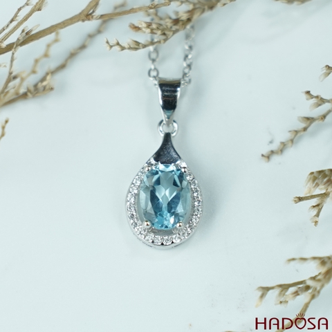 Mặt dây chuyền đá Topaz 6*8mm bạc 925