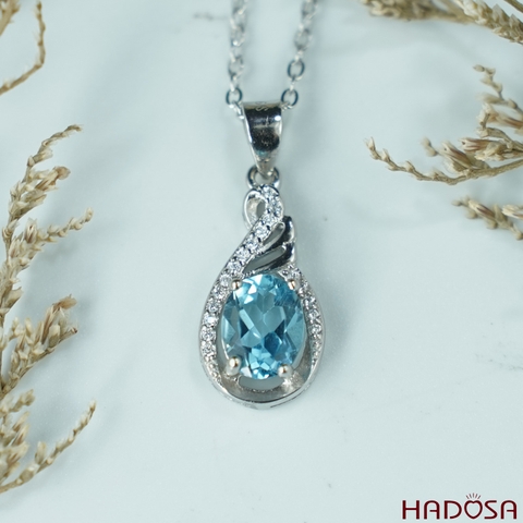 Mặt dây chuyền đá Topaz 6*8mm bạc 925