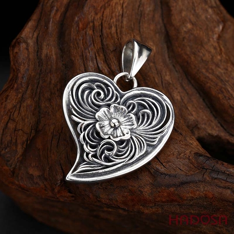 Mặt dây chuyền Trái Tim Bạc Thái Tâm Linh Hoa Nở