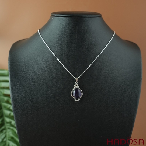 Mặt dây chuyền đá Thạch anh tím 9x13mm bạc 925