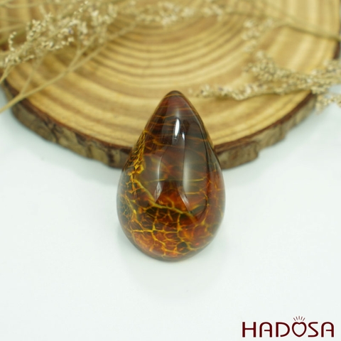 Mặt giọt nước Hổ Phách vàng 27x44mm