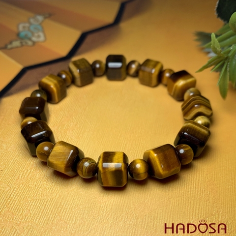 Vòng đá mắt hổ hạt vuông 10mm