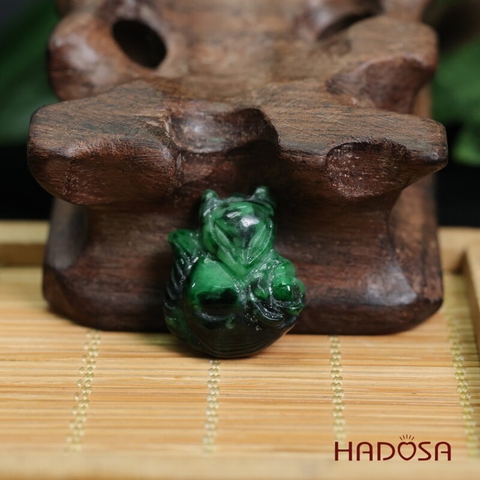 Mặt Hồ Ly Cẩm Thạch Xanh Ngọc 20x18mm