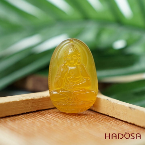 Mặt Phật bản mệnh Adida (Tuất, Hợi) mã não vàng 37mm