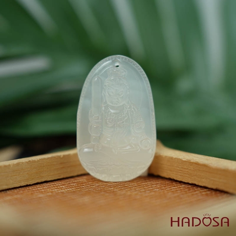 Mặt Phật bản mệnh Bất Động Minh Vương (Dậu) mã não trắng 37mm