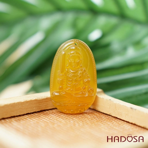 Mặt Phật bản mệnh Bất Động Minh Vương (Dậu) mã não vàng 37mm