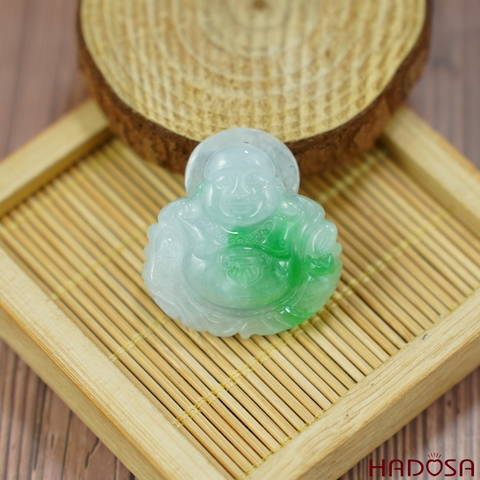 Mặt Di Lặc Cẩm Thạch trắng vân lý 32x33x9mm