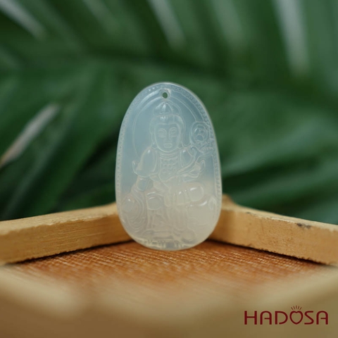 Mặt Phổ Hiền (Thìn, Tỵ) đá mã não trắng 37mm