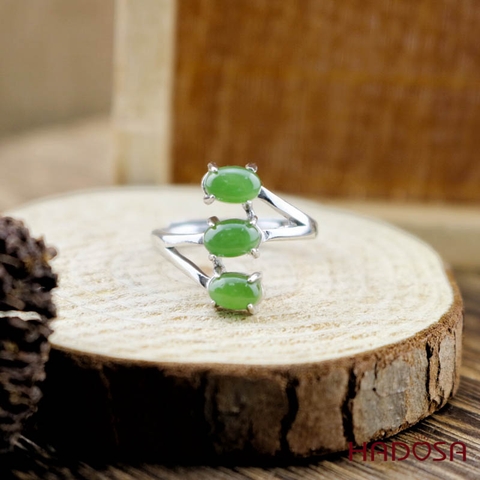 Nhẫn Ngọc Bích Canada (4*6mm) bạc 925