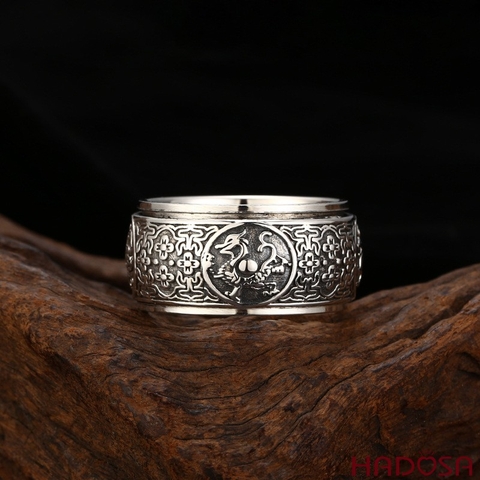 Nhẫn Bạc Tứ Linh Xoay Quyền Năng Hộ Mạng