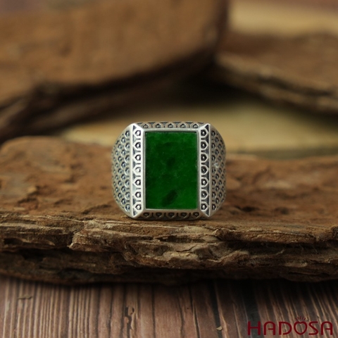 Nhẫn bạc 925 mặt Cẩm thạch sơn thuỷ