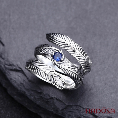Nhẫn bạc Thái đá xanh