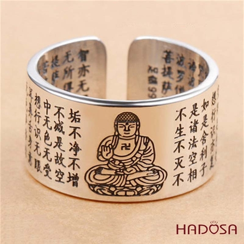 Nhẫn bạc nam Phật bản mệnh Adida (Tuất, Hợi)