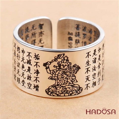 Nhẫn bạc nam  Phật bản mệnh Văn Thù (Mão)