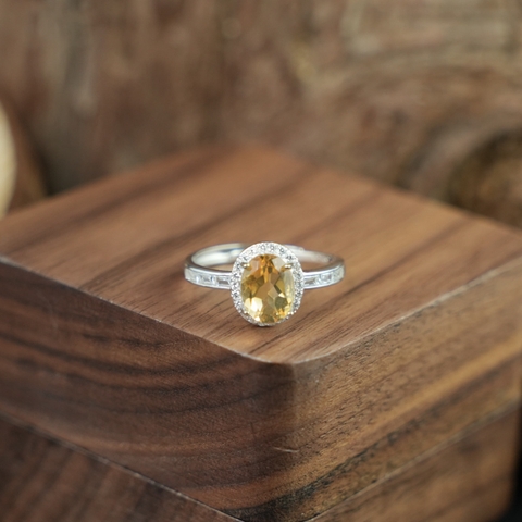 Nhẫn đá citrine 6*8mm bạc 925