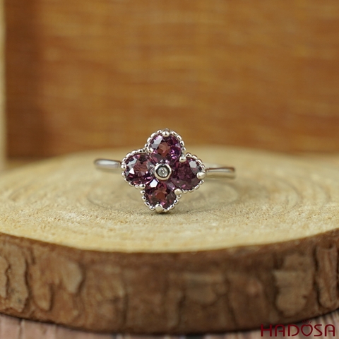 Nhẫn đá Garnet 4.0mm bạc 925