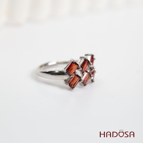 Nhẫn đá garnet 3x5mmbạc 925