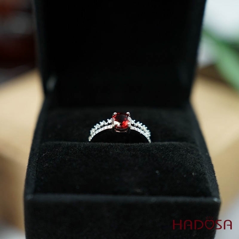 Nhẫn đá Garnet 6mm bạc 925