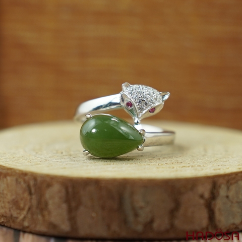 Nhẫn Ngọc bích 08*12mm bạc 925