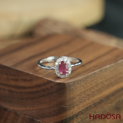 Nhẫn đá Ruby (gf) face 4*6mm bạc 925