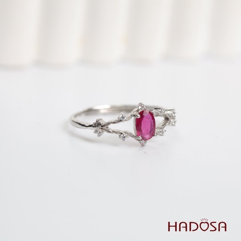 Nhẫn đá Ruby (gf) face 4*6mm bạc 925