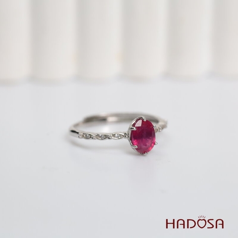 Nhẫn đá Ruby (gf) face 5*7mm bạc 925