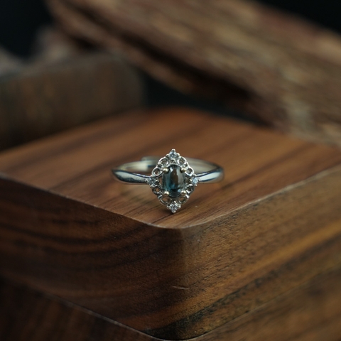 Nhẫn nữ đính đá Topaz London 4x6mm bạc 925