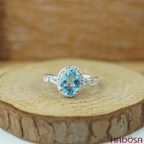Nhẫn đá Topaz 7*9mm bạc 925
