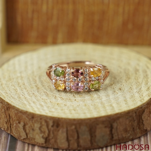 Nhẫn nữ đá tourmaline 3*4mm bạc 925