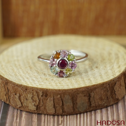 Nhẫn nữ đá tourmaline 3mm bạc 925