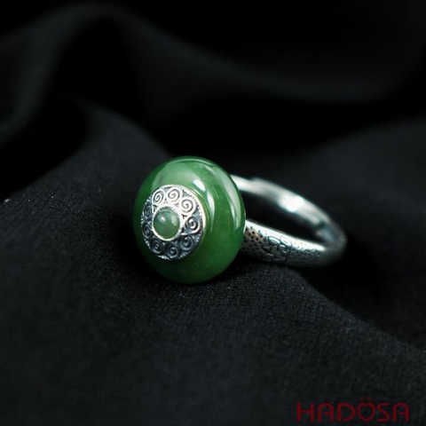 Nhẫn Đồng Điếu Ngọc Bích bạc 925