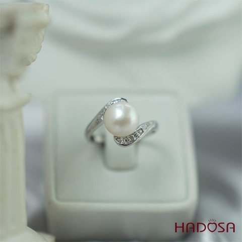Nhẫn ngọc trai 9mm bạc