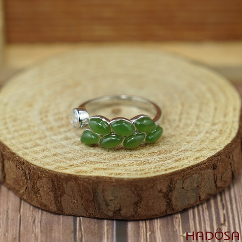 Nhẫn Ngọc bích 3*5mm bạc 925