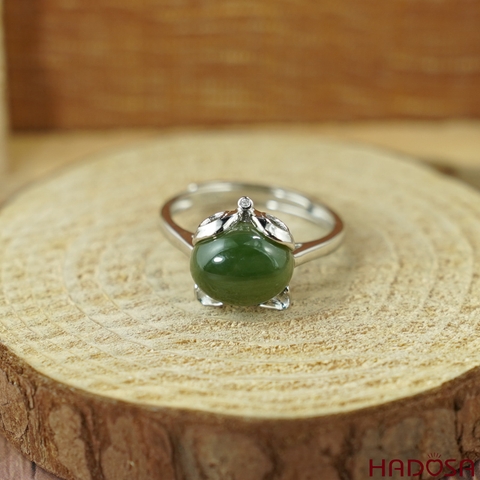 Nhẫn Ngọc bích 08*10mm bạc 925